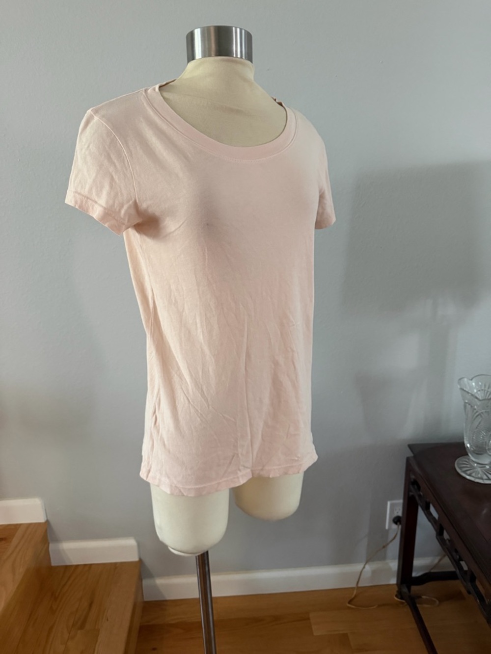 L'AGENCE Pale Pink Short Sleeve Crewneck Tee